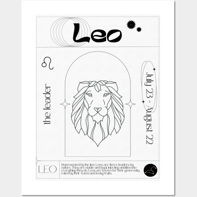 Leo Zodiac Sign Personality Card Wall Art by Bysophie